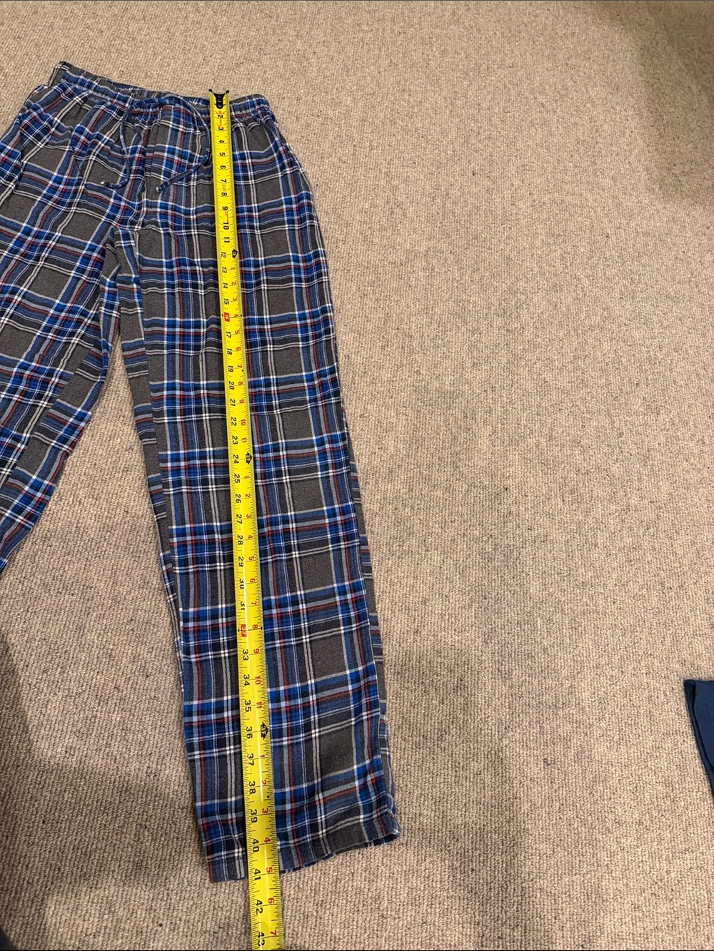 LANDS END MEN'S GRAY BLUE, RED & WHITE PLAID LOUNGE PANTS SIZE SMALL/TALL - Picture 6 of 8